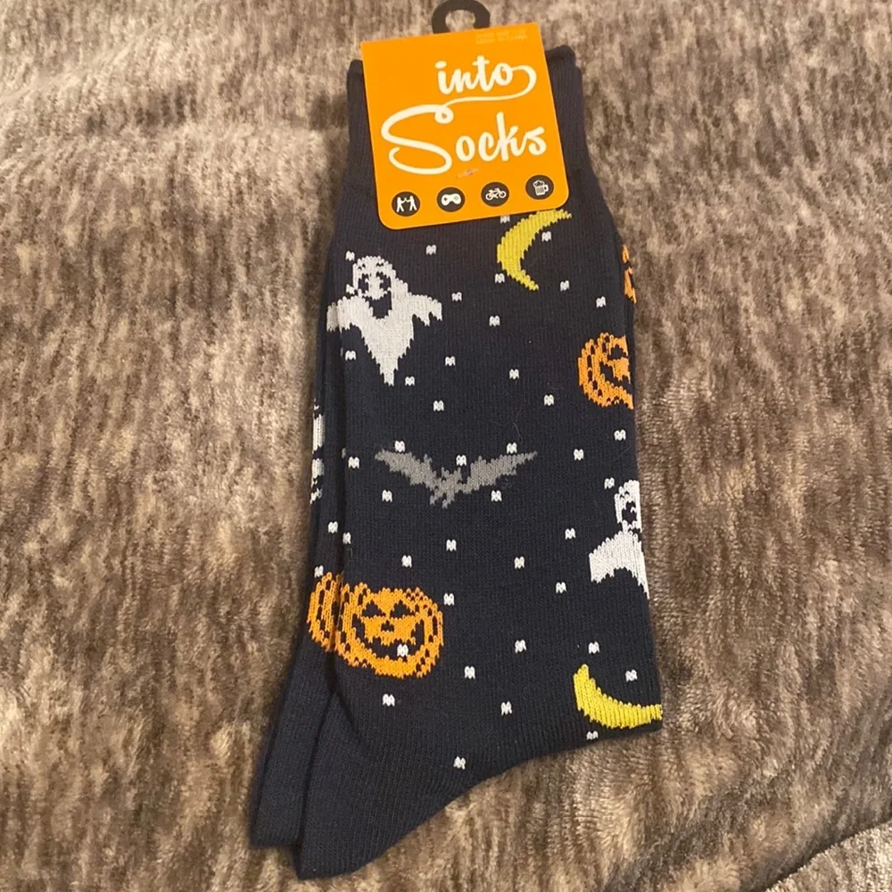 Halloween Ghost Pumpkin Jack O Lantern Bat Moon Socks